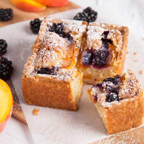 Enjoy fresh, local peaches with the Peach and Blackberry Bakewell Tart recipe from Metropolitan Market